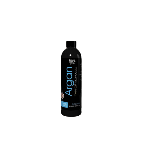 Black Magic Argan Tan 10% 120ml tester chocolate base spray tan solution with Argan Oil and Wattle Seed for natural, hydrating colour