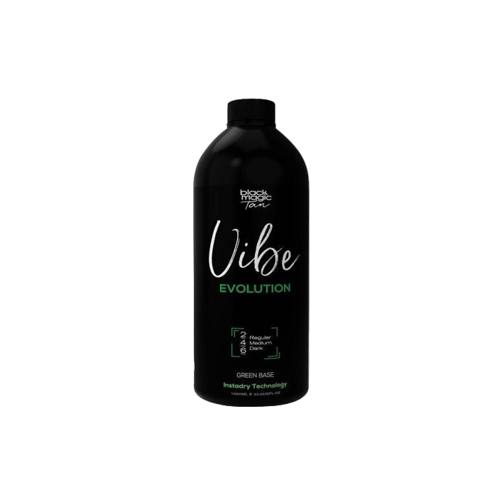 Vibe Green Evolution 1 L green-base spray-tan solution with Instadry Technology and triple bronzers for fast-drying professional colour