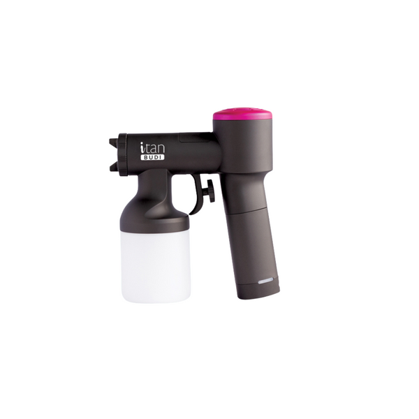 Compact cordless spray tan machine with hard-shell travel case – iTan Budi by Black Magic Tan UK