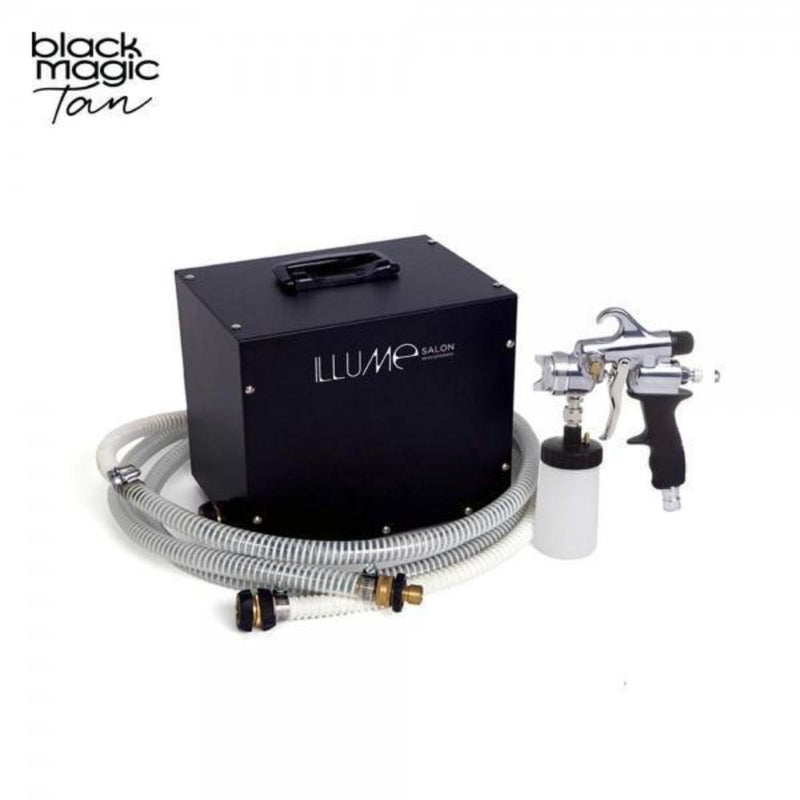 Illume Whisperer HVLP Spray Tan Machine – quiet professional spray-tanning system with 56 dBA motor, precision spray gun, and 3.5 m hose